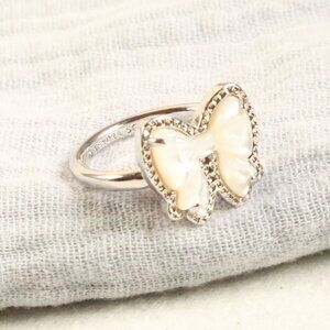 Kendra Scott Haley Bow Silver Band Ring Ivory Mother-of-Pearl Size #7